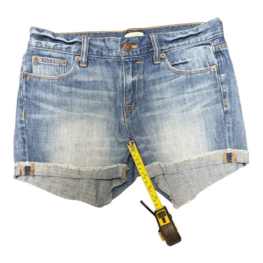 J.Crew Womens Denim Shorts Cuffed Medium Wash 100% Cotton Size 25